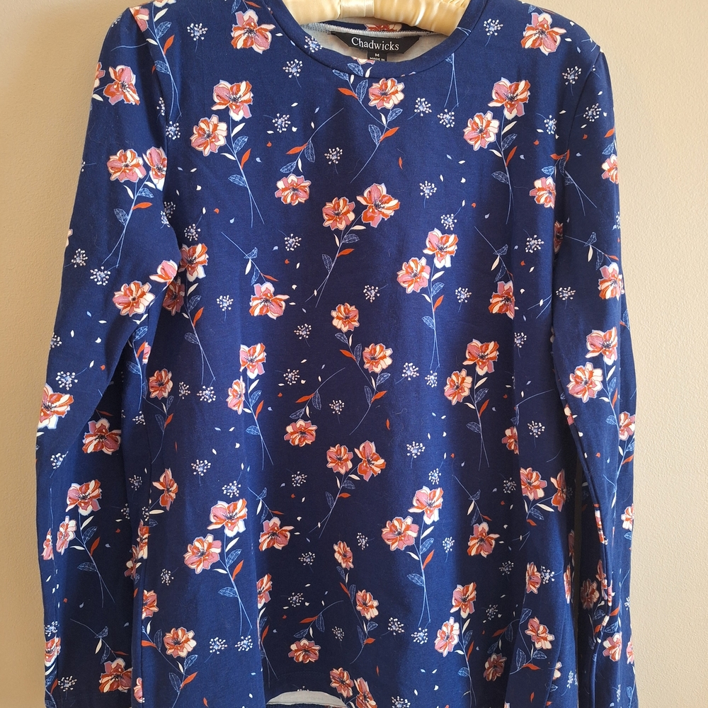 Chadwicks Navy Floral Long Sleeve Tee